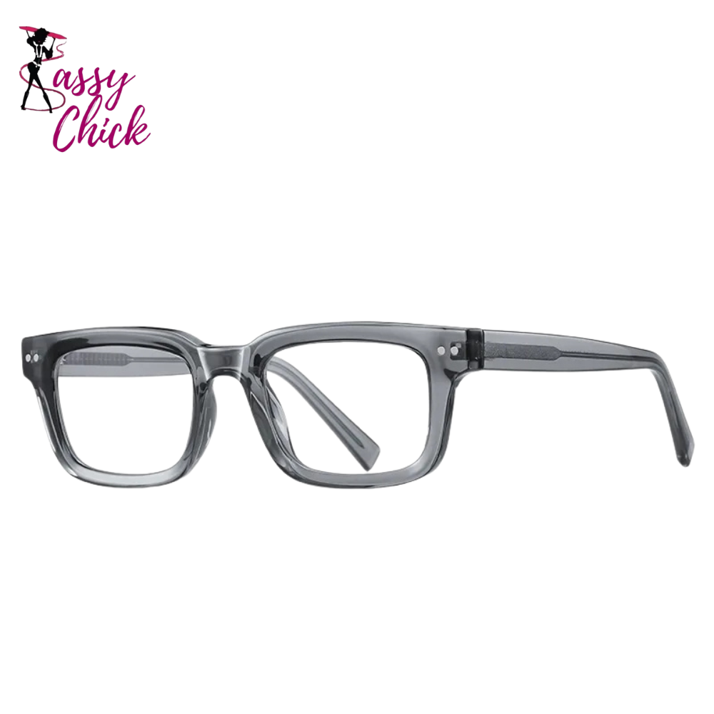 Small Square Frame Anti Blue Light Rivet Glasses Sassy Chick Logo