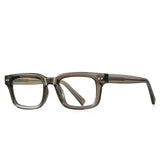 Brown Transparent Small Square Frame Anti Blue Light Rivet Glasses