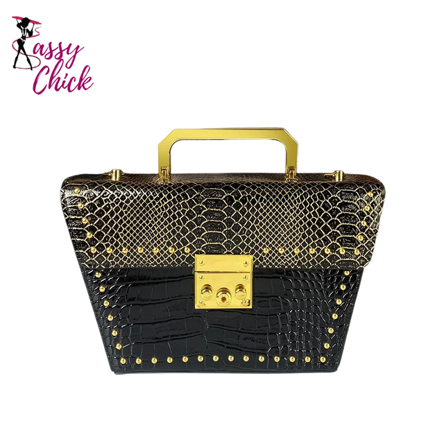 Small Trendy Rivet Cross Shoulder Bag Sassy Chick Logo