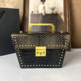 Black Small Trendy Rivet Cross Shoulder Bag