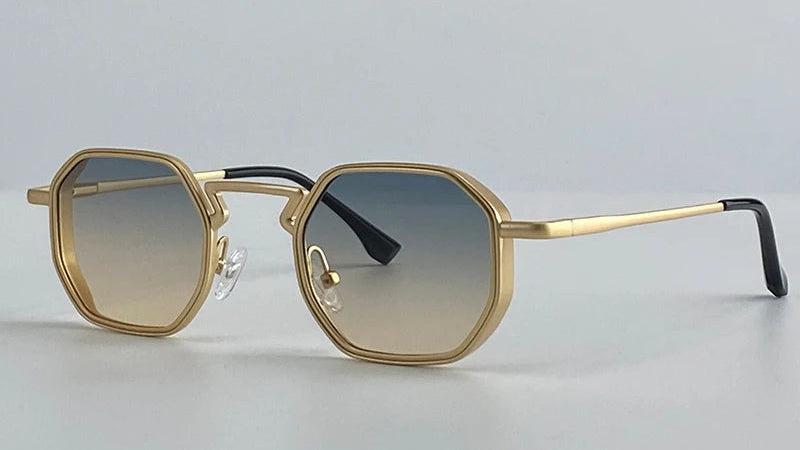 Small UV400 Polygon Metal Punk Sunglasses