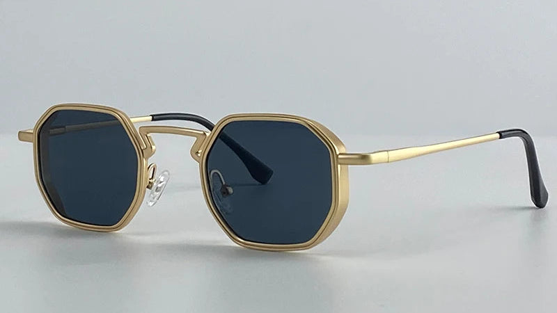 Small UV400 Polygon Metal Punk Sunglasses