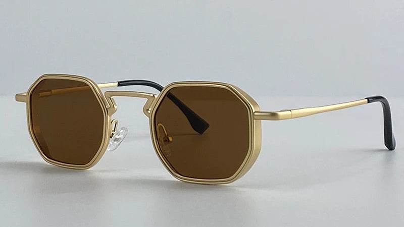 Small UV400 Polygon Metal Punk Sunglasses