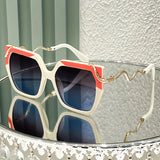 Snake-Shaped Metal Arms Oversized Round Fashion Glasses
