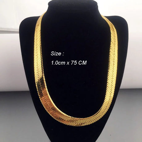Size of Snake Chain Golden Necklace 75CM*10MM Chunky Jewelry