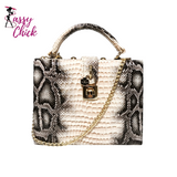 Snake Print PU Evening Clutch Bag Sassy Chick Logo 