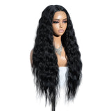 Black Soft Long Curly Wavy Heat Resistant Synthetic Lace Front Wigs