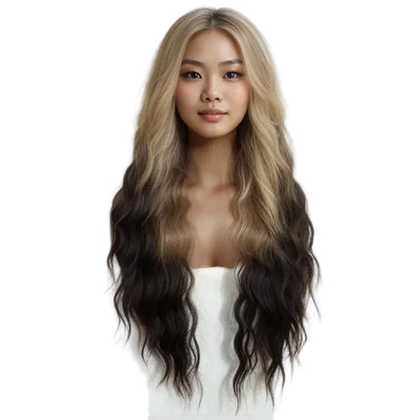 Brown Black Soft Long Curly Wavy Heat Resistant Synthetic Lace Front Wigs