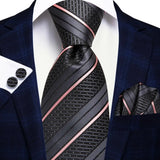 black pink grey silk men tie