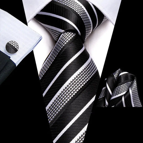 black white silk men tie