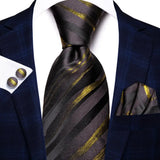 grey black gold silk men tie