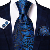 black blue floral silk men tie