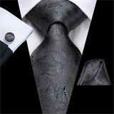 leaves grey design silk men ties