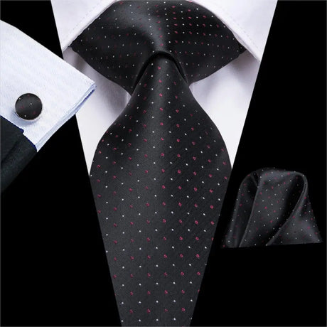black white dot silk men tie