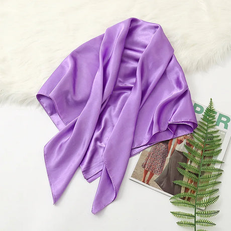 Purple Solid Colors Silk Satin Headband Scarves