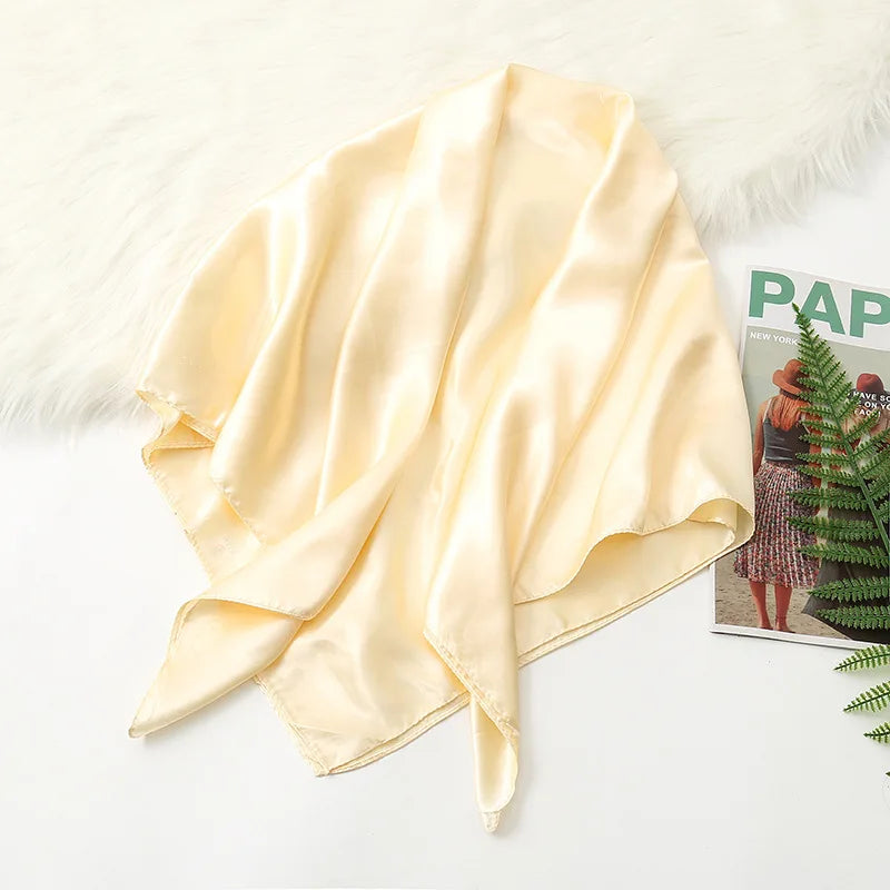 Solid Colors Silk Satin Headband Scarves