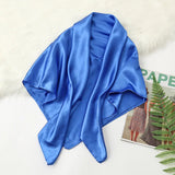 Blue Solid Colors Silk Satin Headband Scarves