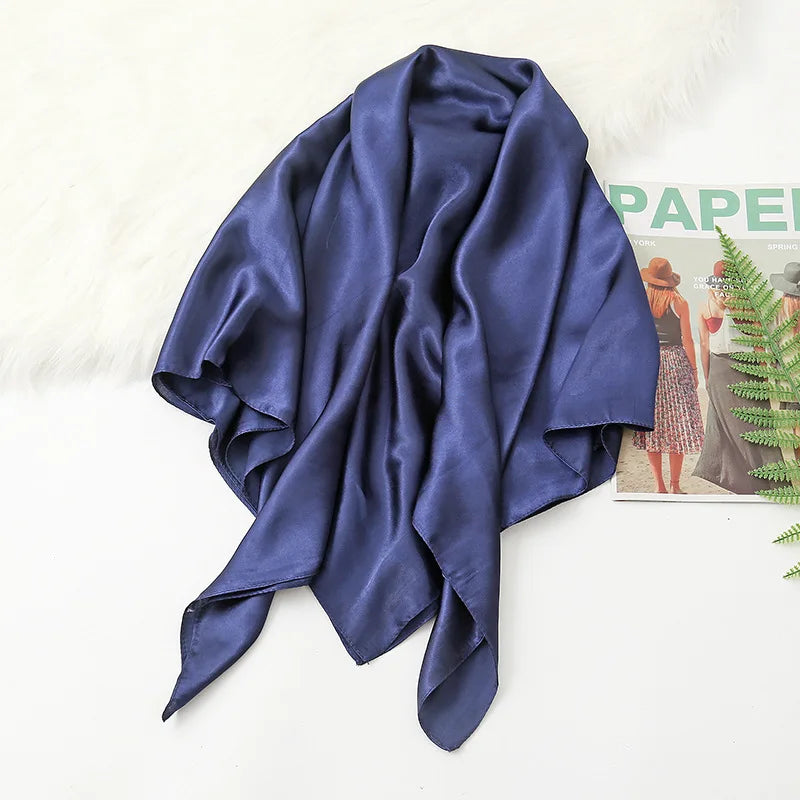 Solid Colors Silk Satin Headband Scarves