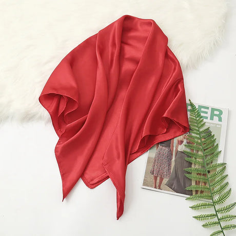 Red Solid Colors Silk Satin Headband Scarves