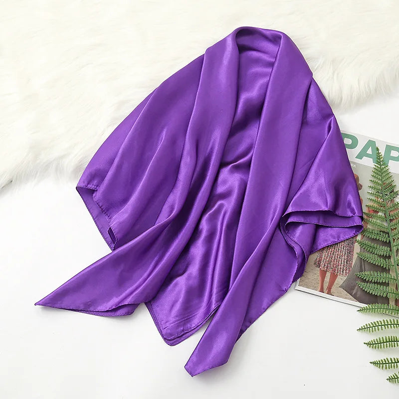 Purple Solid Colors Silk Satin Headband Scarves