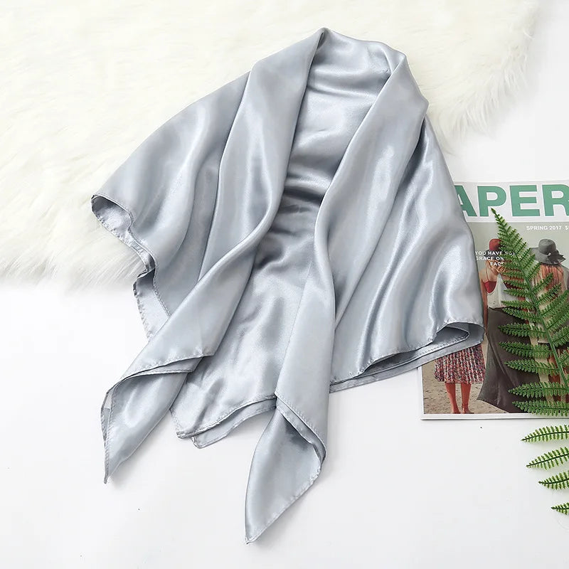 Gray Solid Colors Silk Satin Headband Scarves