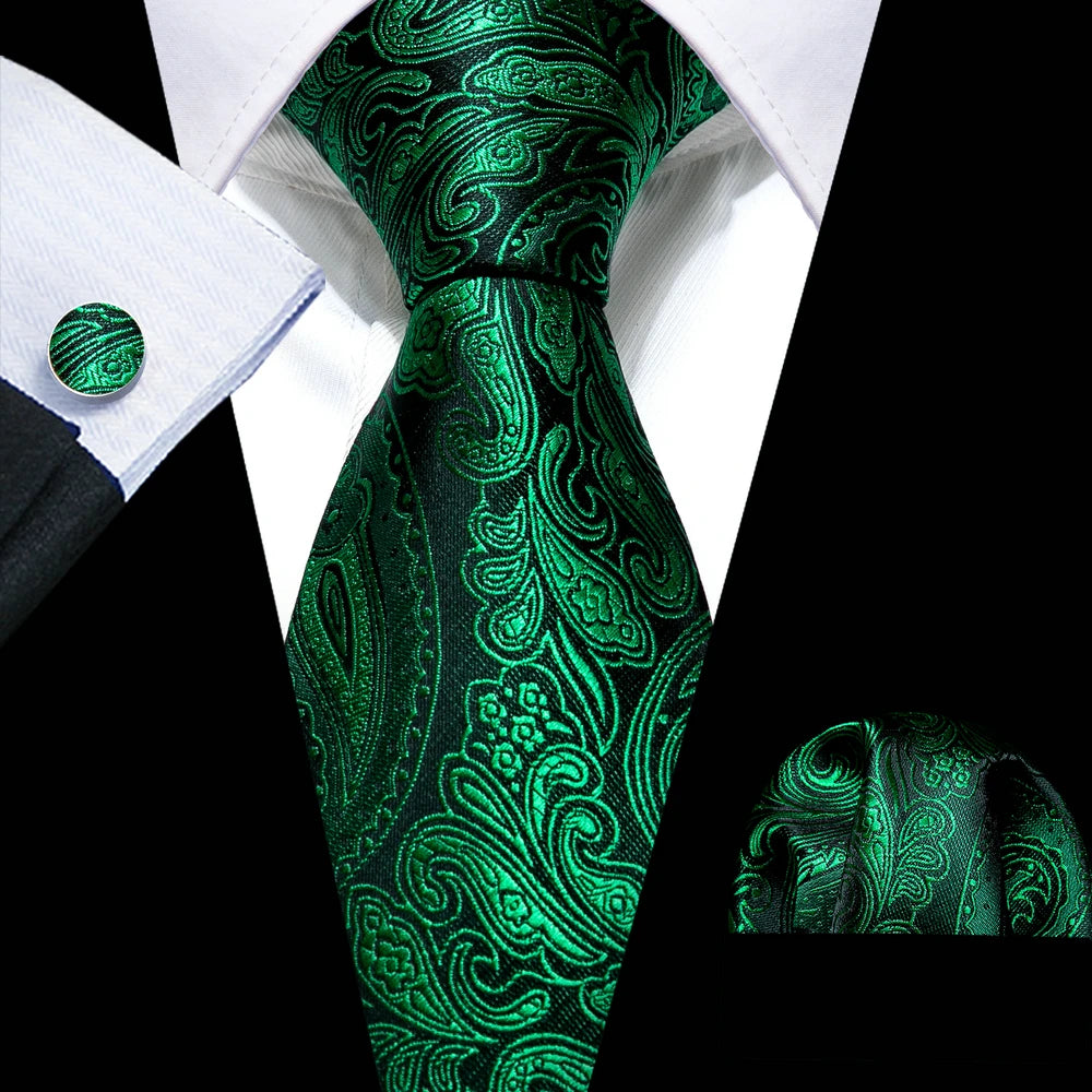 green black flower pattern necktie set