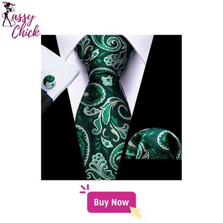 green flower pattern necktie set sassy chick logo