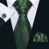 green black flower pattern necktie set