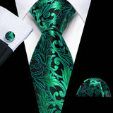 green black flower pattern necktie set