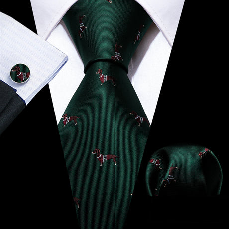 green dog pattern necktie set