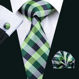green gold black grey stripe pattern necktie set