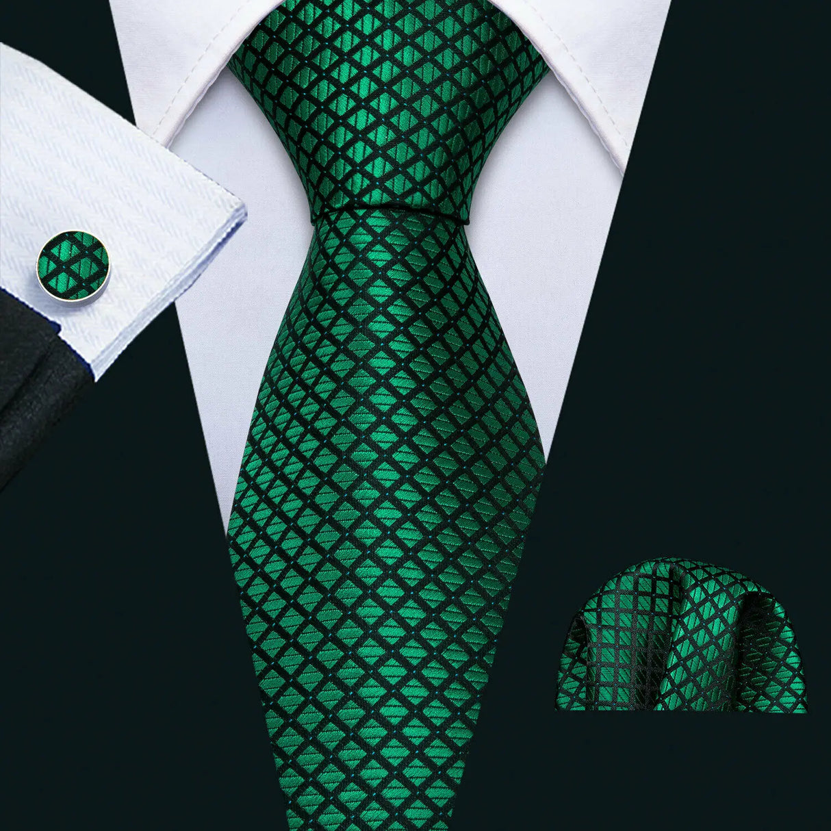 green black diamond dot pattern necktie set