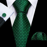 black green square pattern necktie set