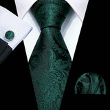 dark green flower pattern necktie set