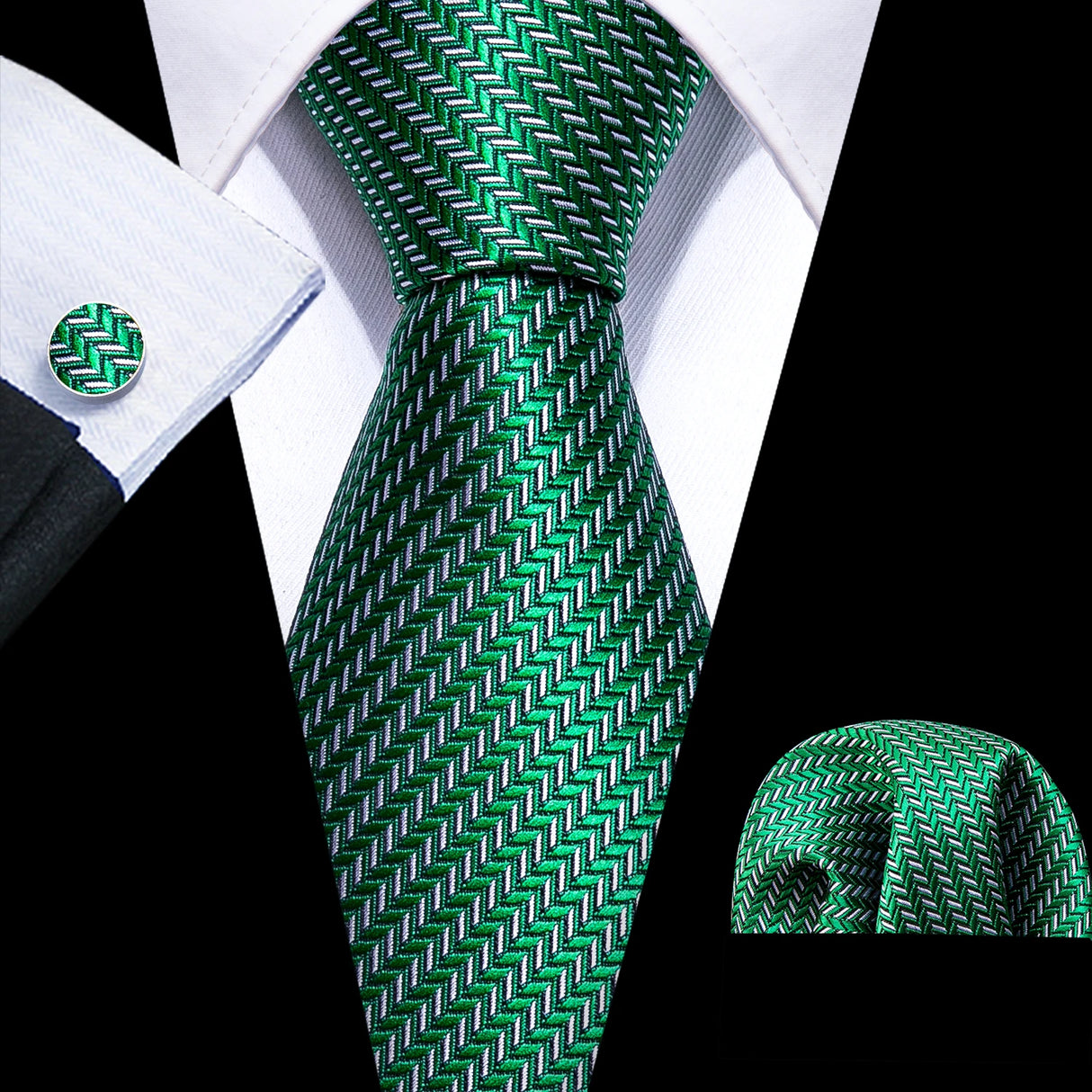green grey necktie set