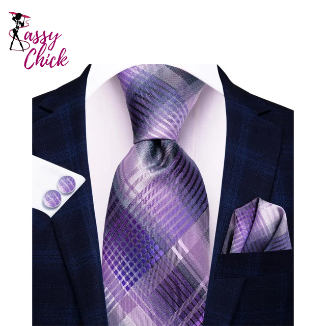 Solid Paisley Silk Purple Wedding Tie Sassy Chick Logo