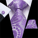Solid Paisley Silk Purple Wedding Tie