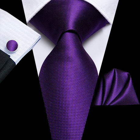 Solid Paisley Silk Purple Wedding Tie