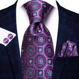 Solid Paisley Silk Purple Wedding Tie