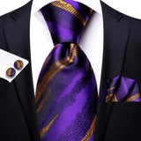 Solid Paisley Silk Purple Wedding Tie