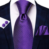 Solid Paisley Silk Purple Wedding Tie