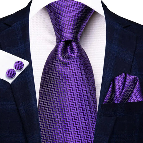 Solid Paisley Silk Purple Wedding Tie