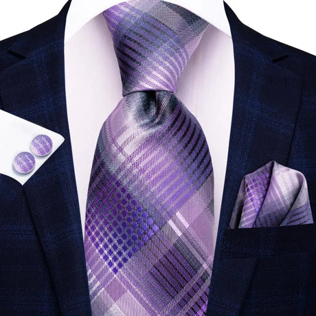 Solid Paisley Silk Purple Wedding Tie