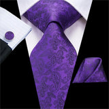 Solid Paisley Silk Purple Wedding Tie