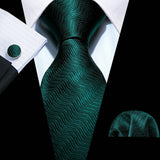 Green Solid Paisley Silk Tie