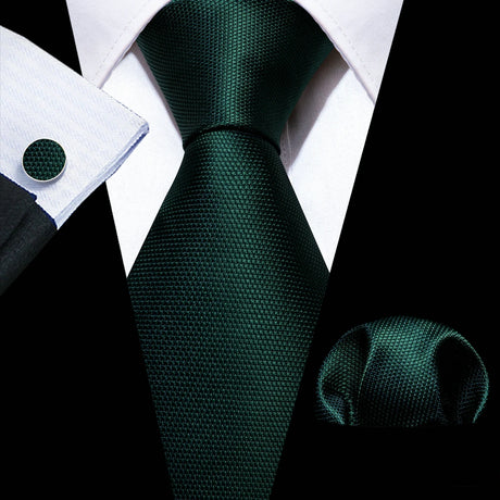 Dark green Solid Paisley Silk Tie