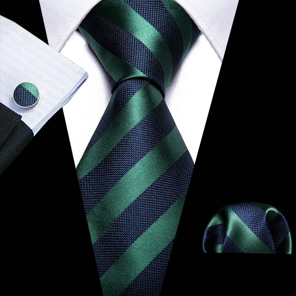 Blue Green Stripe Silk Tie 