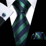 Blue Green Stripe Silk Tie 