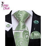Solid Silk Green Pocket Square Cufflink Ties Sassy Chick Logo