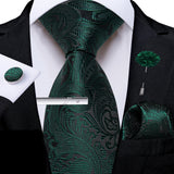 Solid Silk Green Pocket Square Cufflink Ties